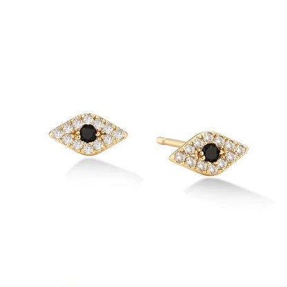 Luxurious gold and dark blue eye earrings with premium 14K gold-plated copper construction for sophisticated style
