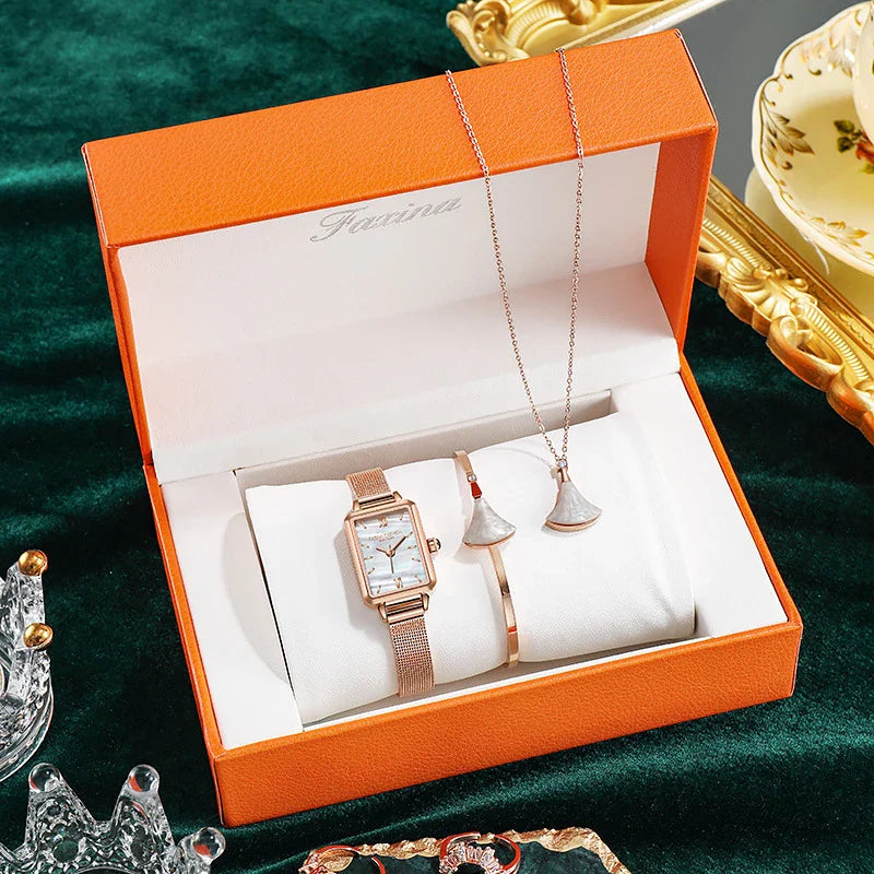 Fashionable green ladies' watch with square design, quartz movement, and 30-metre water resistance