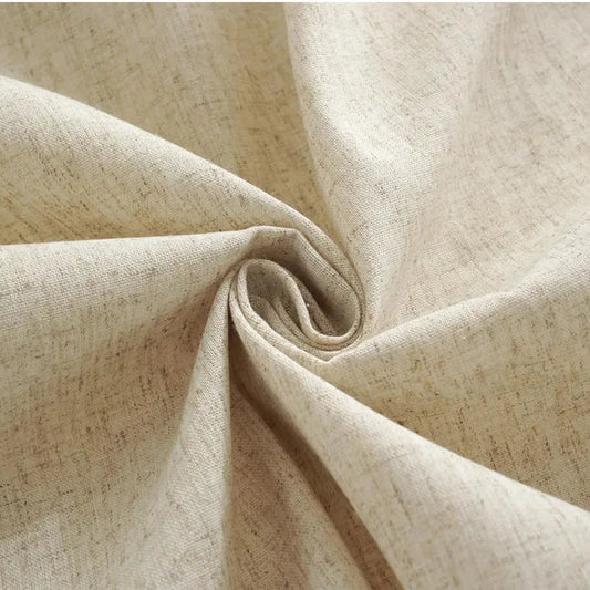 Elegant linen cotton tablecloth in natural flax colour, perfect for weddings, home parties, and dining banquets