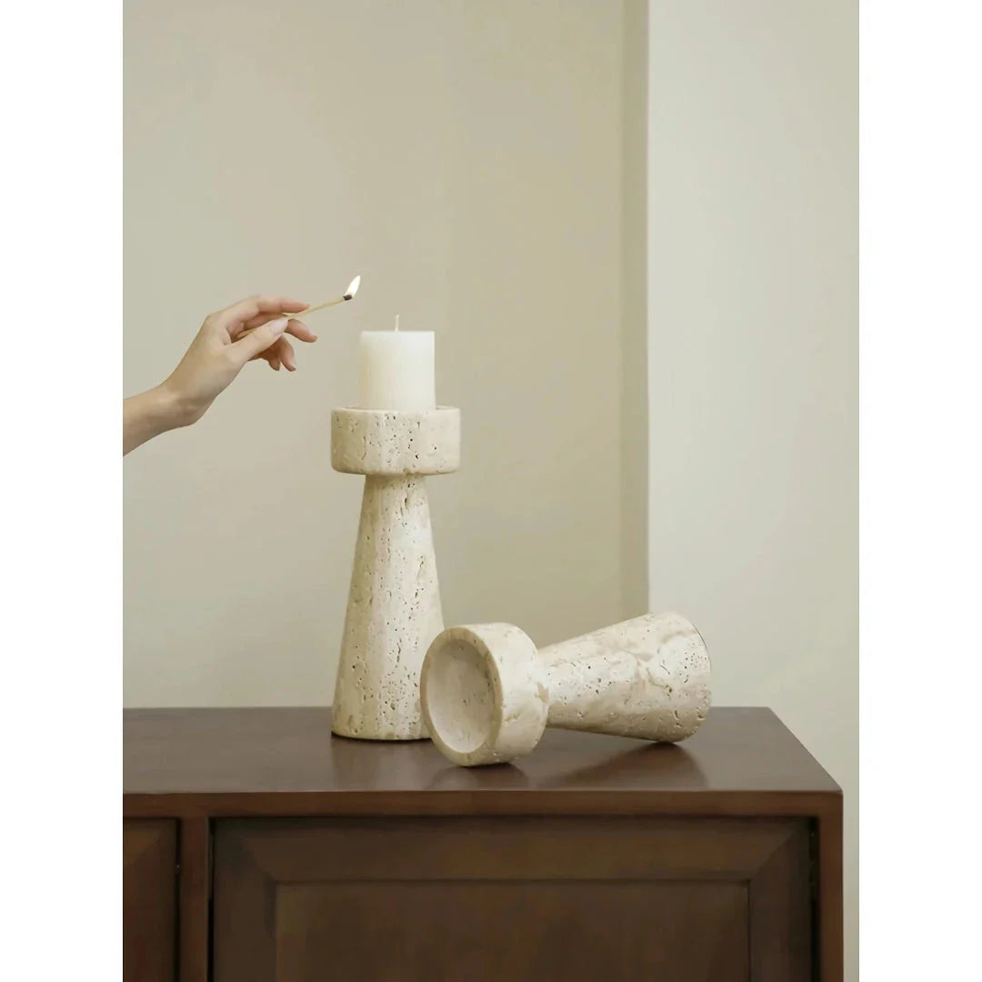Minimalist Travertine Marble Candle Holder for Elegant Home Décor