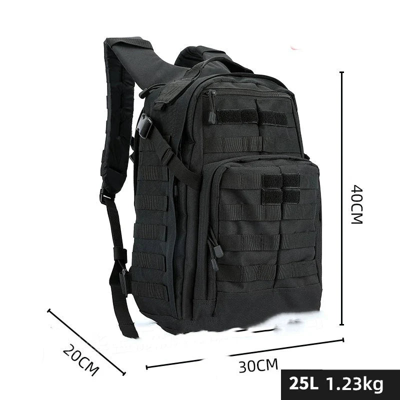 Rugged Outdoor Army Assault Backpack with 25-litre capacity, durable Oxford cloth construction, and padded shoulder straps for comfortable wear.