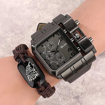 Stylish Gents' Oversized Quartz Watch with Matching Bracelet in various colours
