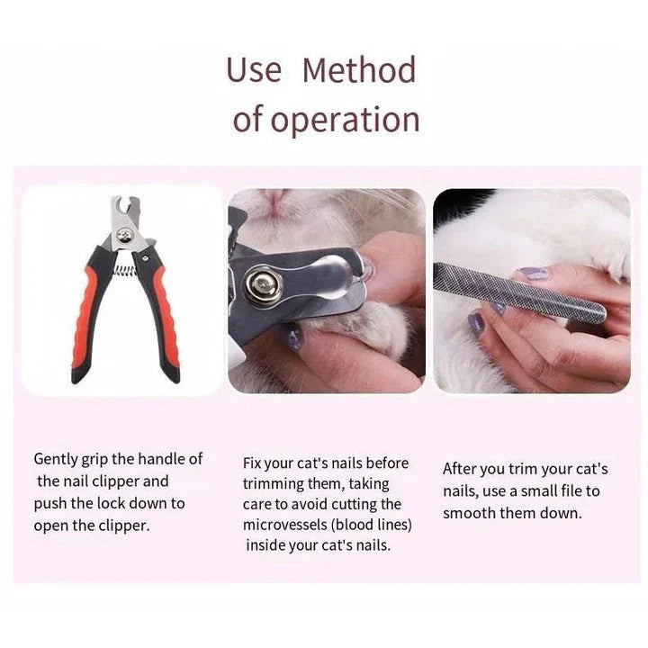 Premium pet nail clippers made of stainless steel with ergonomic design for comfortable and efficient grooming of dogs and cats