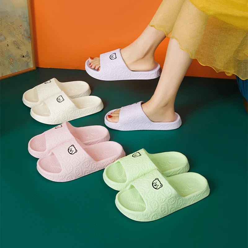 Soft, cosy bear-themed slippers with non-slip soles for comfortable indoor wear