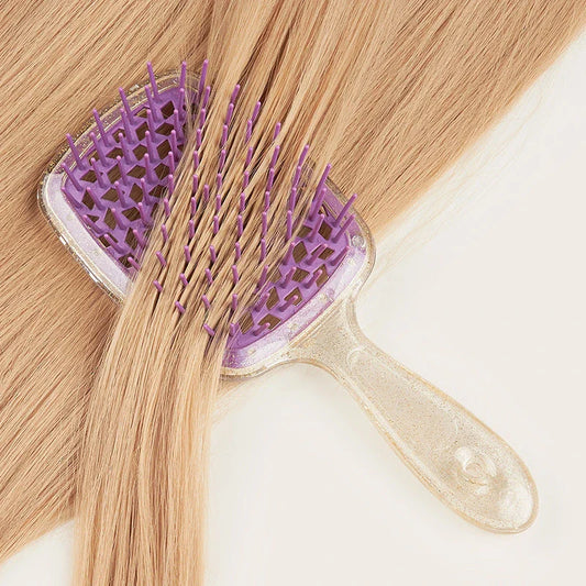 Luxurious air cushion scalp massage hair brush with wide teeth for smooth, painless detangling and healthier hair