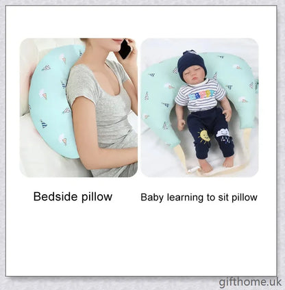 Premium breastfeeding nursing pillow with adjustable buckle, soft cotton fabric, and extra cushioning to support baby's head and prevent reflux.