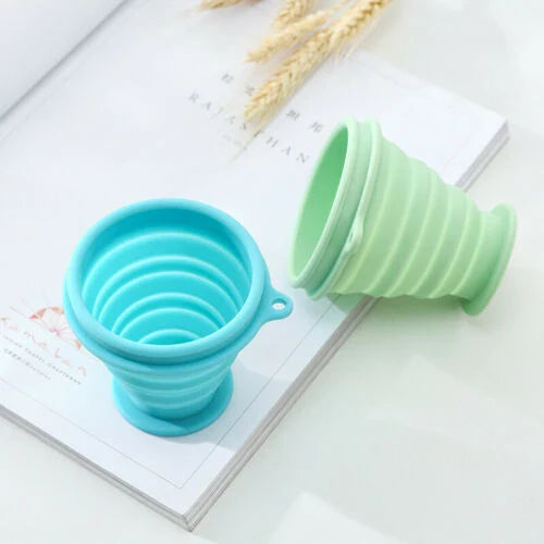 Portable Silicone Telescopic Foldable Drink Folding Cup in Blue Colour