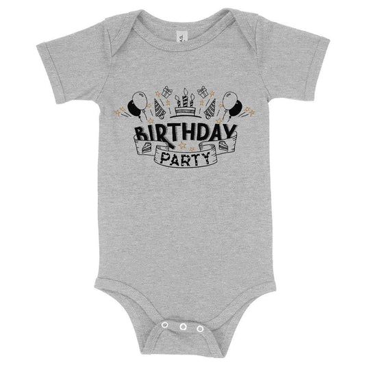 Soft, comfortable and flexible baby onesie for birthday celebrations, made with premium Airlume cotton blend fabric in the USA.