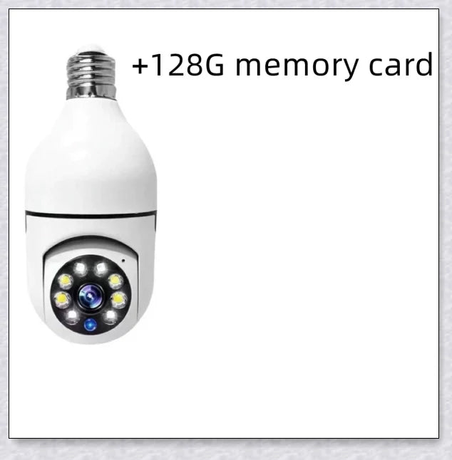 Discreet 1080p 360-degree panoramic WiFi security camera hidden in a light bulb design for comprehensive home surveillance