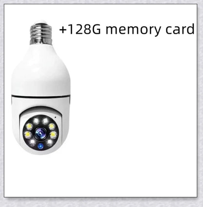 Discreet 1080p 360-degree panoramic WiFi security camera hidden in a light bulb design for comprehensive home surveillance