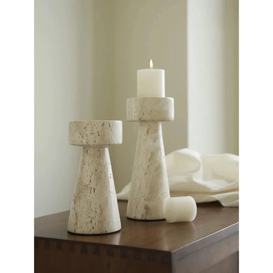 Minimalist Travertine Marble Candle Holder for Elegant Home Décor
