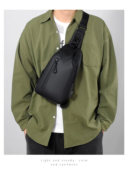 Versatile blue sling crossbody backpack for men with adjustable strap and spacious interior