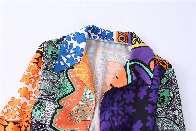 Premium floral printed blouse and skirt set for women with tailored fit and high-quality polyester fabric