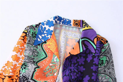 Premium floral printed blouse and skirt set for women with tailored fit and high-quality polyester fabric