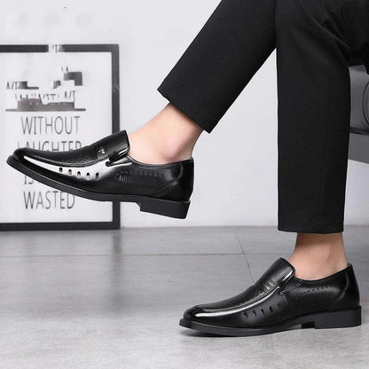 Premium British leather business shoes with ventilated design for superior comfort and breathability
