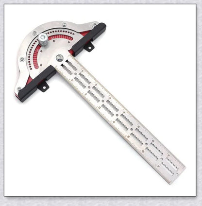 Precision Woodworkers Edge Ruler with adjustable angle, spring-loaded indexing system, and etched laser scale for accurate measurements in woodworking projects.