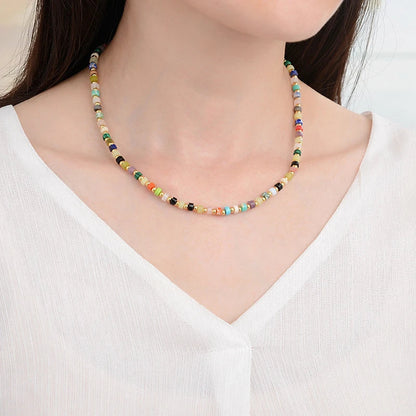 Exquisite British multi-gem turquoise necklace with sterling silver setting and round bead chain