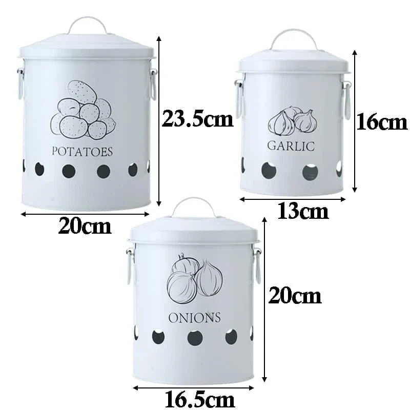 Premium metal storage containers with perforated sides for ventilation and built-in handles for easy transport