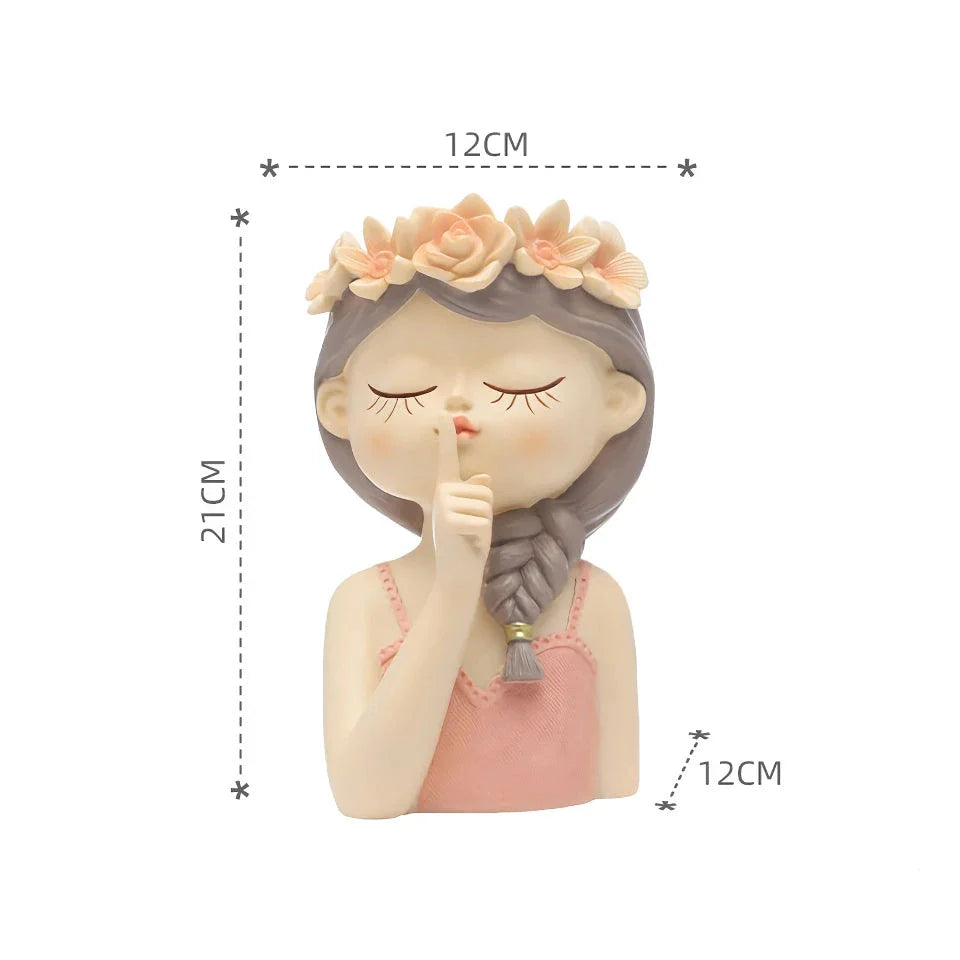 Charming 7.8-inch fairy girl planter made of high-quality resin with hand-painted details, perfect for succulents and small plants