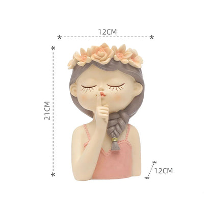 Charming 7.8-inch fairy girl planter made of high-quality resin with hand-painted details, perfect for succulents and small plants