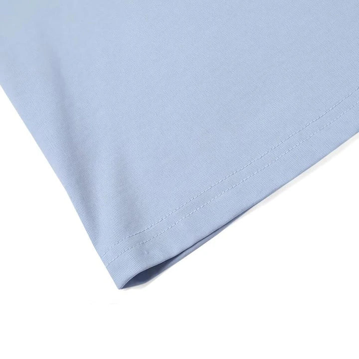Casual round neck short sleeve women's t-shirt with natural scenery print in a comfortable, stretchy cotton-polyester blend