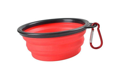 A collapsible pet silicone bowl in black, with a large 350 ml capacity, designed for outdoor adventures with your furry friend.