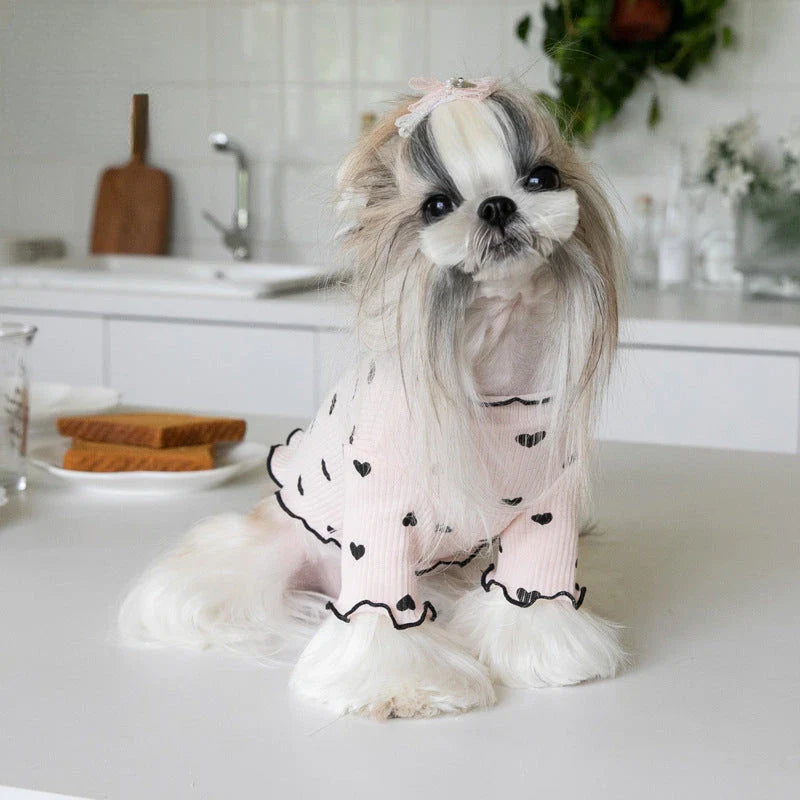 A cosy and stylish embroidered bear waffle vest for pets, perfect for keeping your furry friend warm and cute during the colder months.