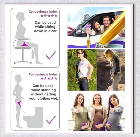 Premium No-Squat Female Urinal - Discreet, Reusable & Splash-Proof (3 Pack)