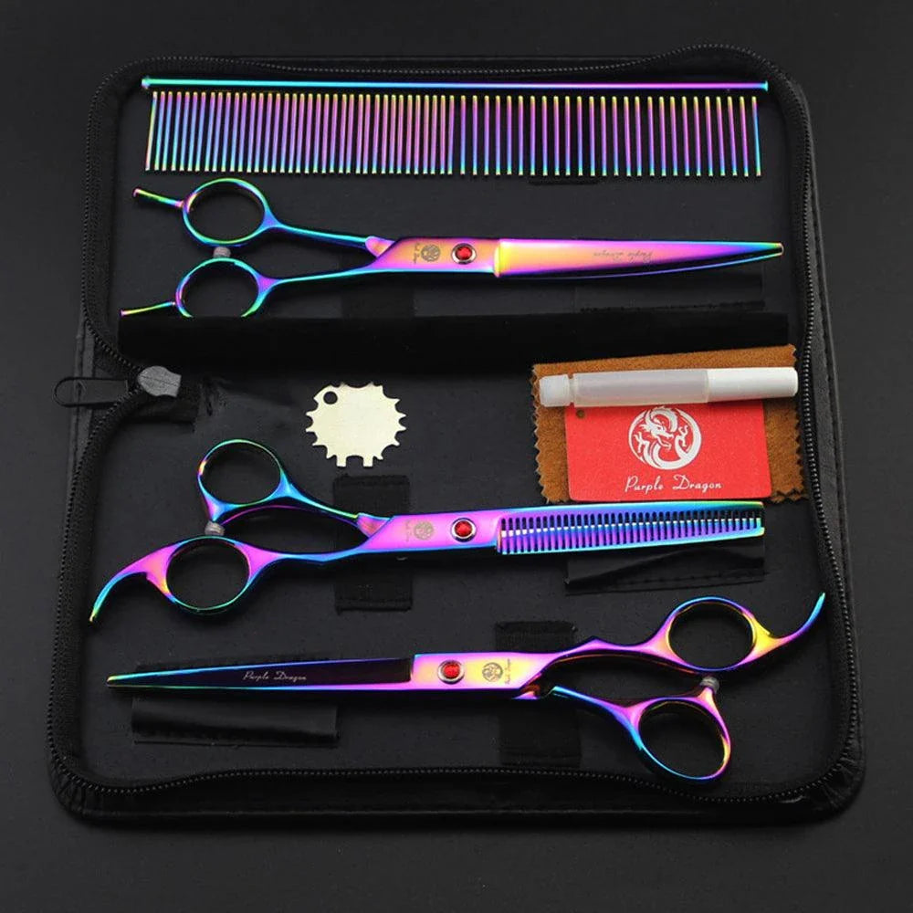 Premium Stainless Steel Pet Grooming Tools Set with Precision-Ground Scissors, Ergonomic Handles, and Comprehensive Accessories