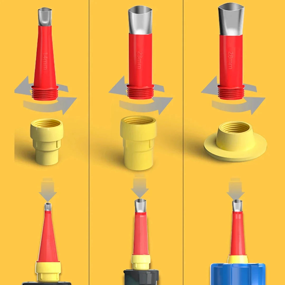 Premium Stainless Steel Caulk Nozzle Applicator Set with a variety of nozzle sizes for home DIY and renovation projects