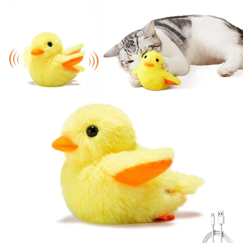 Premium Interactive Plush Duck Toy for Cats with Flapping Wings, Quacking Sounds, and Touch-Activated Features