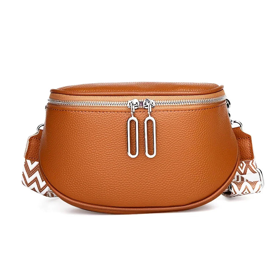 Premium genuine leather tote bag with adjustable strap and interior compartments for fashion-forward women
