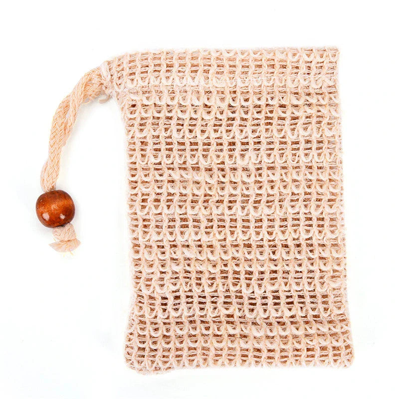 Premium eco-friendly sisal soap saver pouch with natural fibre construction for luxurious, sustainable cleansing
