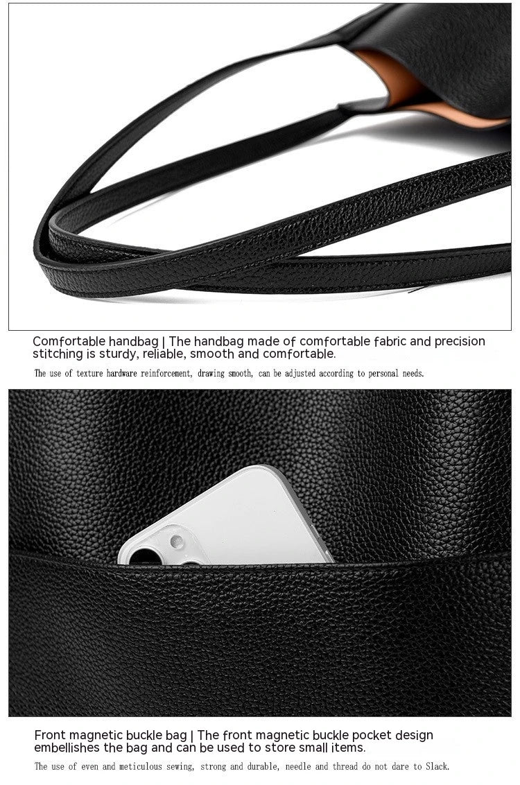 Premium large capacity tote bag for women with three-dimensional pockets, soft PU material, and pillow-shaped design for comfortable commuting
