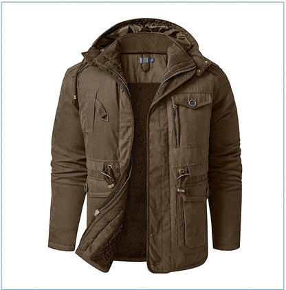 A premium fleece-lined and cotton-padded winter coat for plus-size men, available in a range of classic colours.