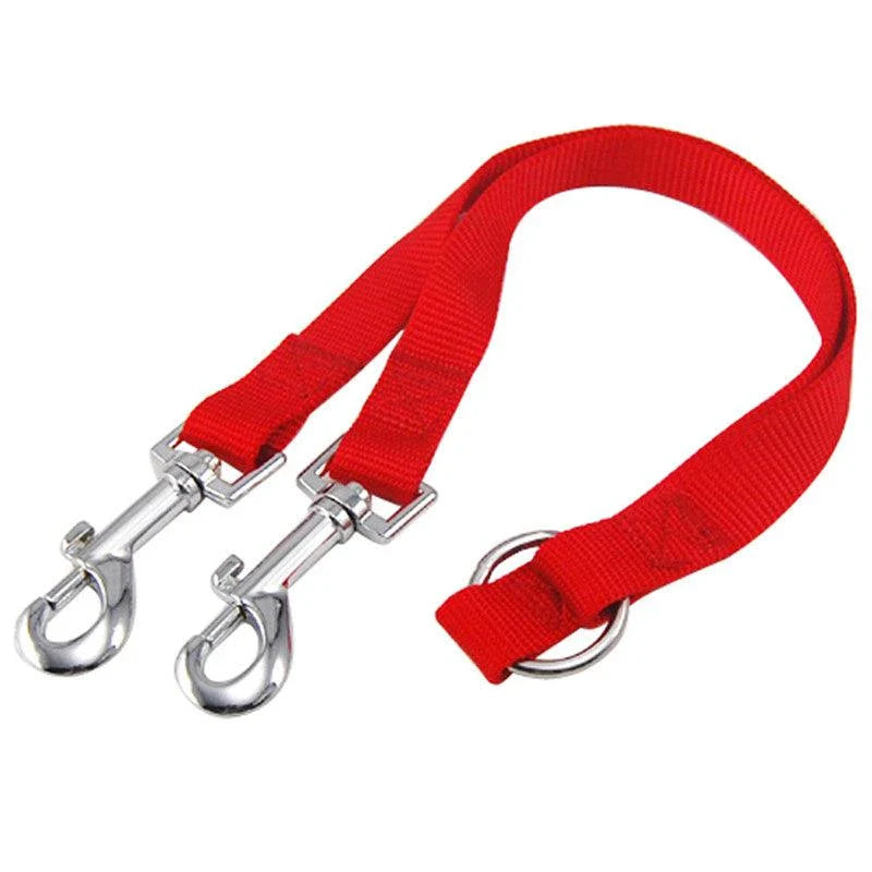 Premium dual-lead dog leash made of nylon with padded handles for secure and comfortable walking