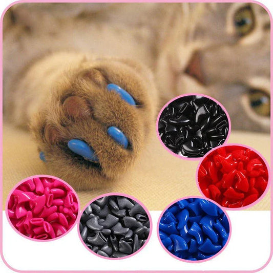 Premium soft rubber cat nail caps in various sizes for protecting your feline friend's paws and preventing furniture scratching