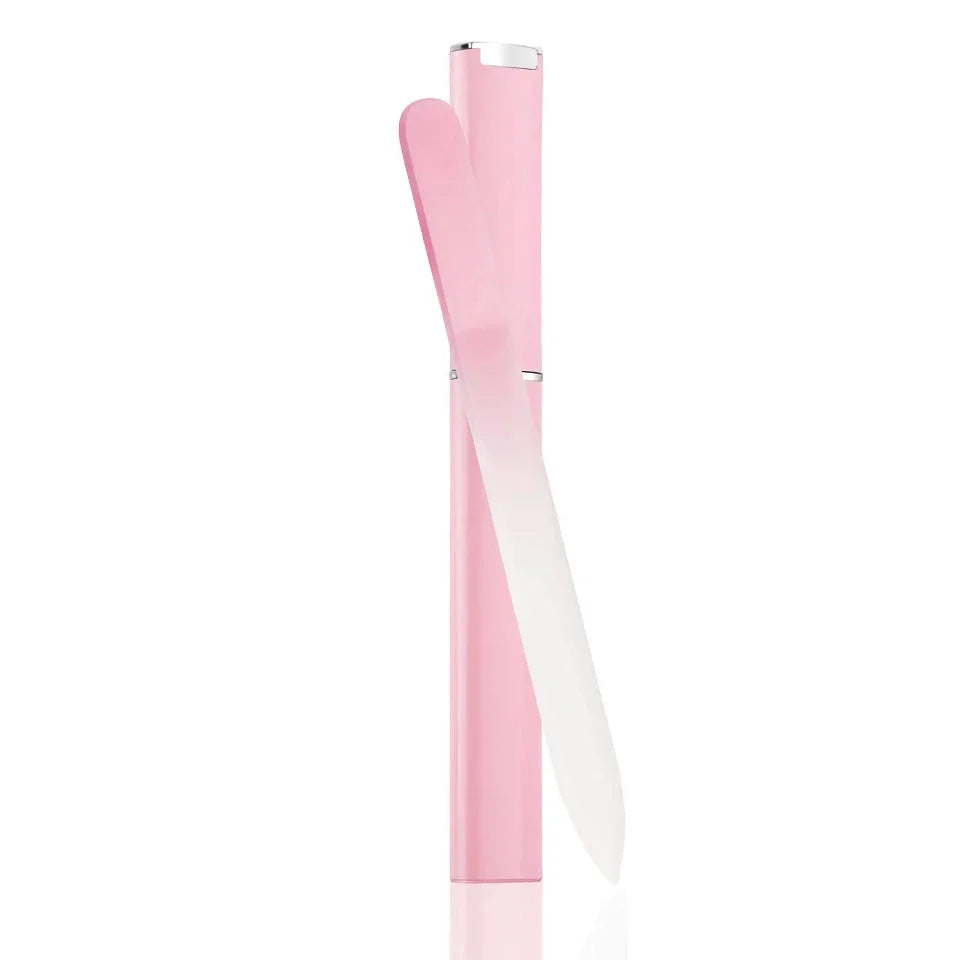 Premium British glass nail file with protective case for healthier, smoother nails