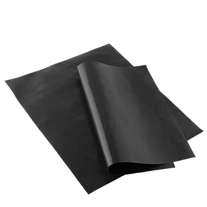 Premium heat-resistant Teflon BBQ grill mat in black, copper, and gold colours