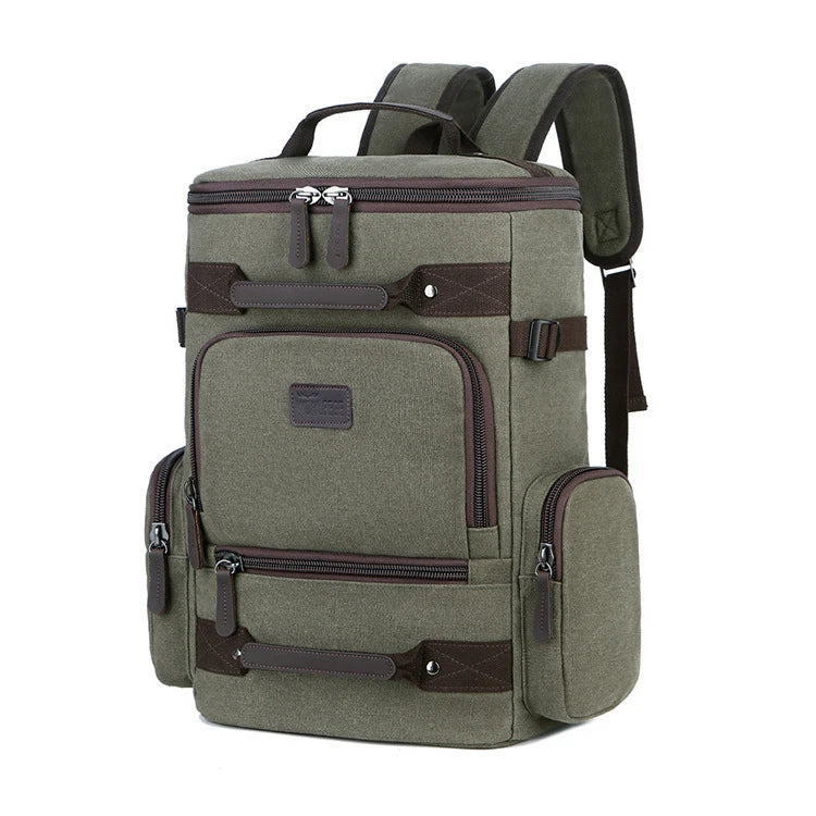 A classic messenger bag made of durable canvas with genuine leather trim, offering style and function for the modern British gentleman
