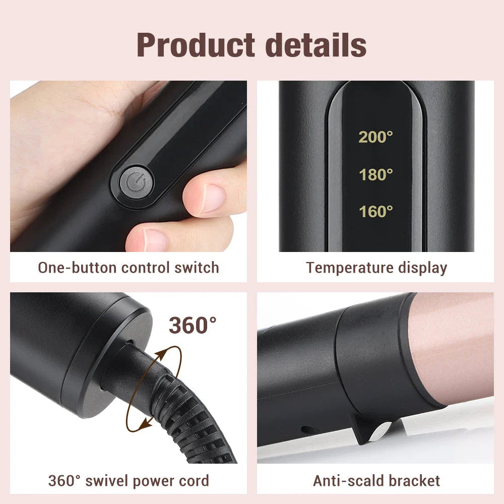 Premium 6-in-1 Fast Heating Hair Waver Iron with Automatic Temperature Control for Salon-Quality Curls at Home