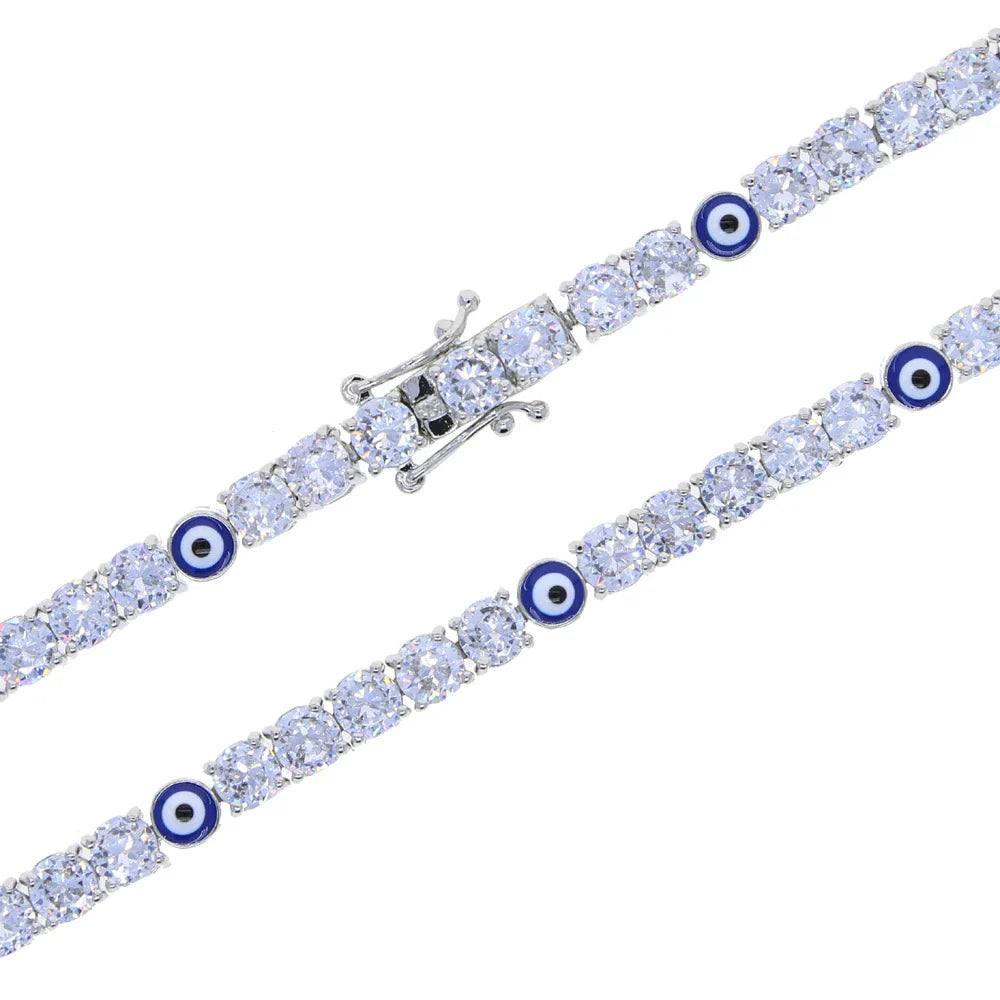 Elegant 5mm zircon tennis bracelet in silver or gold with adjustable length options