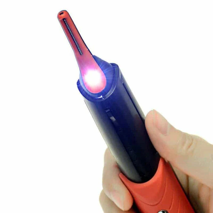 Cordless Multifunctional Hair Grooming Trimmer with four interchangeable trim heads, LED light, and durable ABS plastic and stainless steel construction