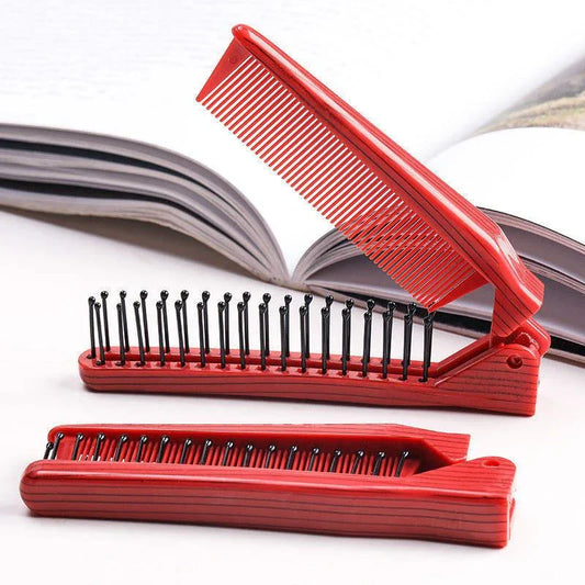 Premium folding pocket comb in stylish red colour, designed for effortless hair styling on the go