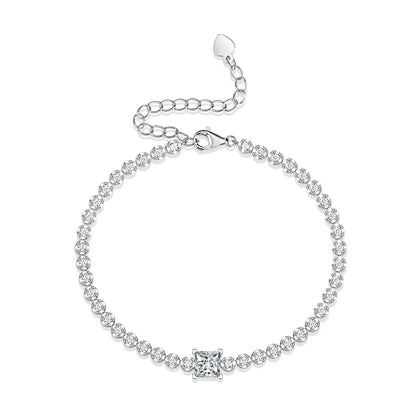 Elegant 925 silver bracelet with a captivating moissanite Rubik's Cube design, perfect for special occasions and everyday wear.