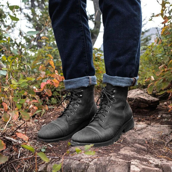 Premium leather motorcycle boots with reinforced toe and durable rubber sole for urban adventures