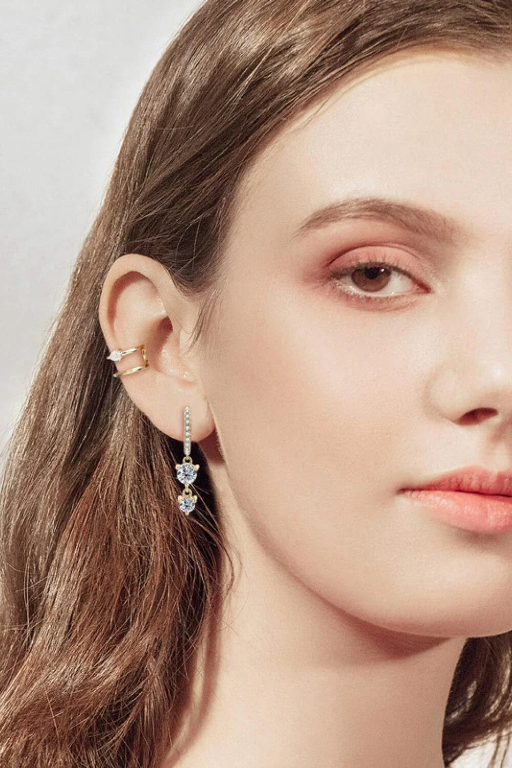 Elegant Moissanite Drop Earrings in Refined Sterling Silver with Platinum and 18k Gold Plating