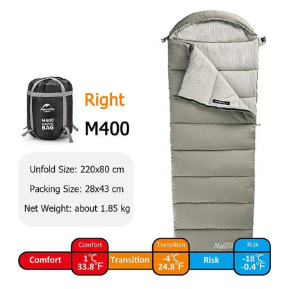 Premium lightweight double camping sleeping bag with cotton filling and terylene fabric, suitable for spring and autumn camping trips in the UK.