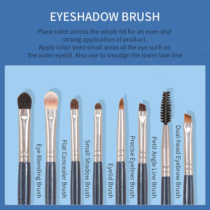 Premium 13-Piece Eye Makeup Brush Set with natural and synthetic bristles for flawless eye makeup application