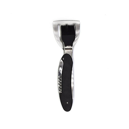 Premium 5-in-1 barbecue multi-tool with stainless steel construction and versatile grilling accessories